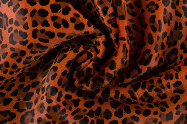 Babycalf stampa leopard arancio serigrafia